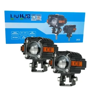LIU HJG S-59 Future Eye Fog Light Yellow/White Beam, Red Devil Eye, Left-Right DRL Universal for Bikes & Cars