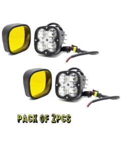 Universal Cree Led Fog Light With 1 Yellow lens cover (60W, 12V-80V, DC,) ( Pack of 2pcs) Bike & Cars