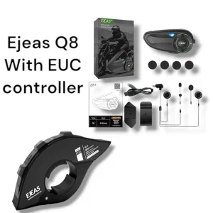 EJEAS Q8_Motorcycle Mesh Intercom, 6 Riders Group Talking at The Same Time with EJEAS EUC_Motorcycle Handlebar Remote Controller