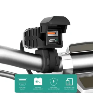 Motorcycle rapidride pro 51w with USB-A & Type-C charger with voltmeter