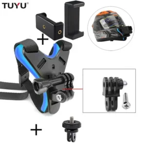 TUYU Motorcycle Helmet Chin Mount For Action Camera + Mobile Phone Mounting Bracket